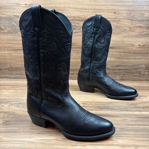 Ariat Heritage Mens 10.5D Black Deertan R Toe 13" Western Boots 10002218